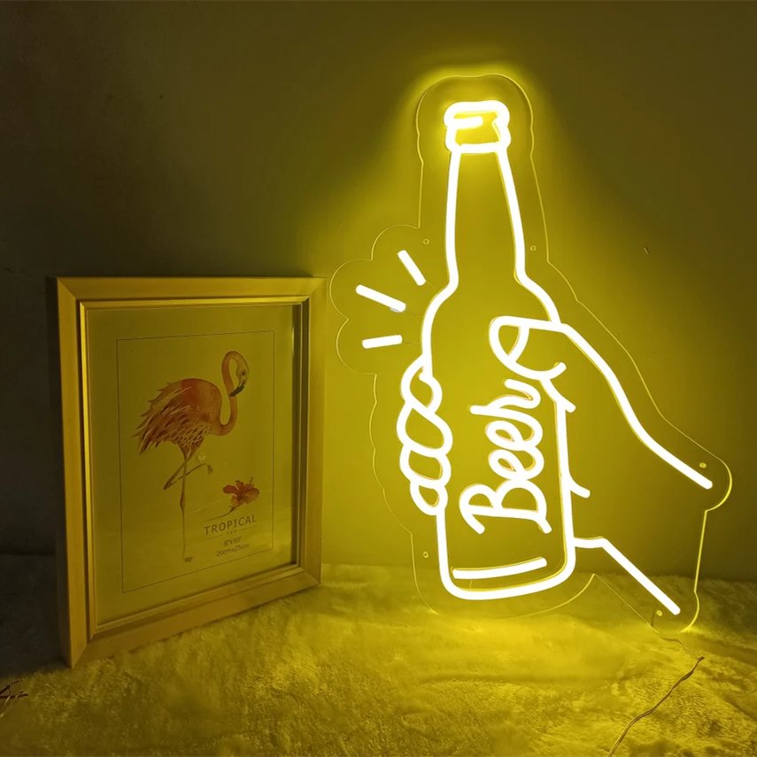 Wholesales Bar Name Sign Cocktail Hanging Custom Acrylic Led Neon Lights for Wall Beer bar Sign for Restaurant Led Sign Board