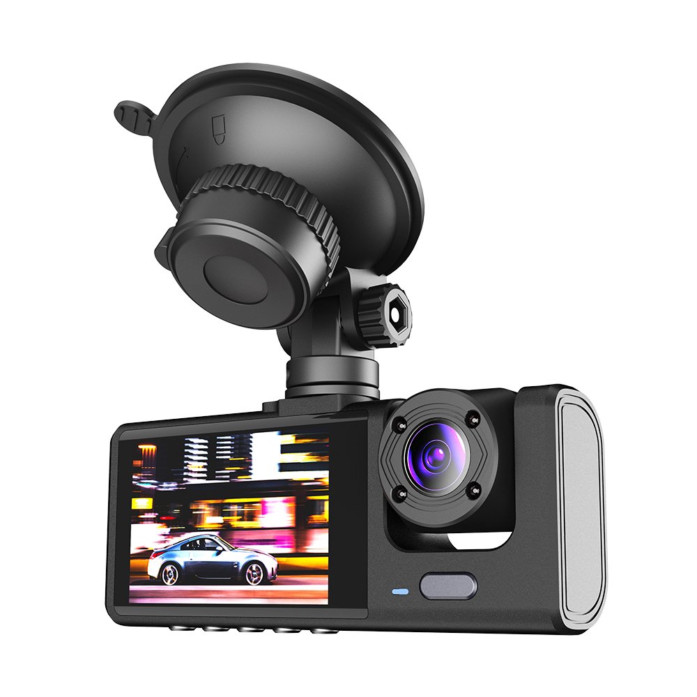 1080P Dash Camera for Cars, 3 Channel Dashcam Front and Rear Inside IR Night Vision Car DVR Camera WiFi