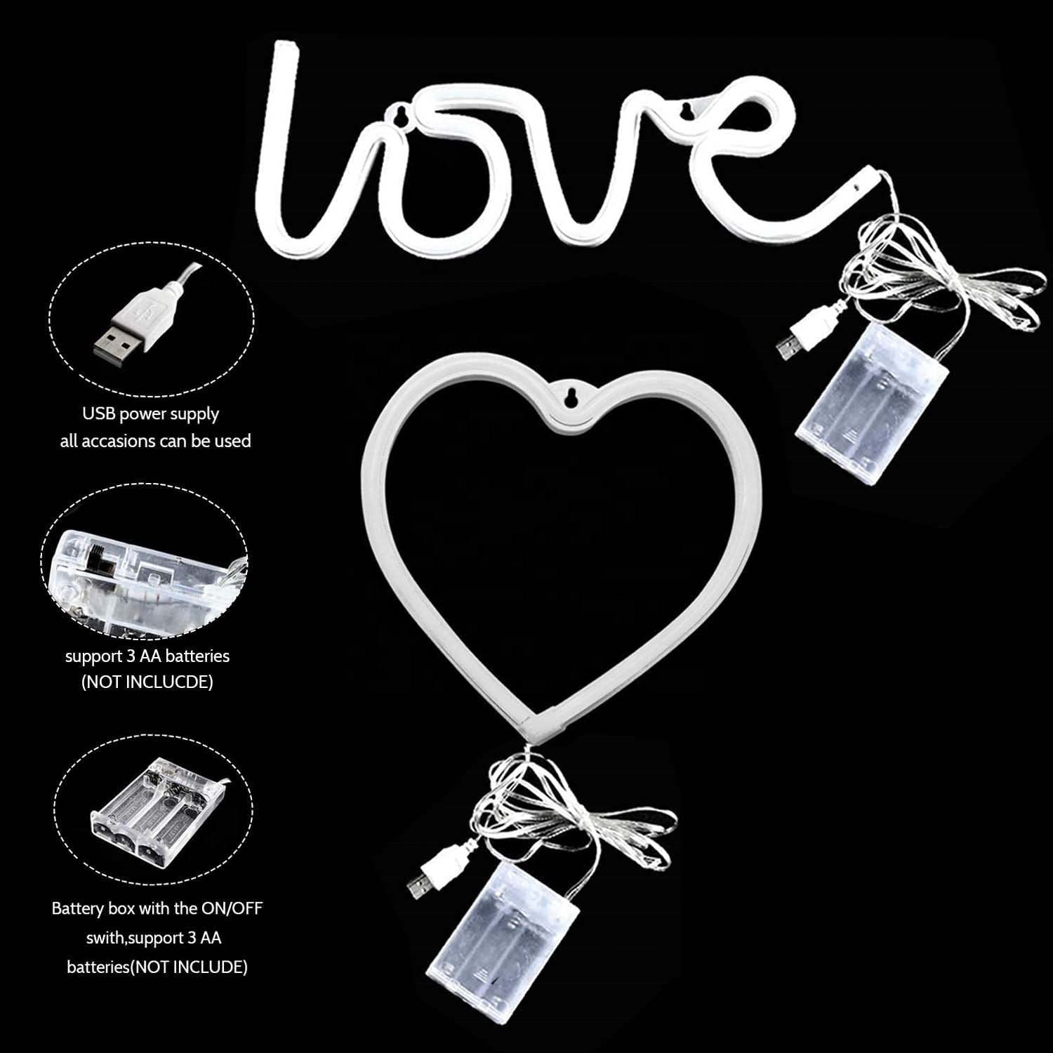 Free Design Fast Shipping No MOQ Business Logo Pink USB Love Neon Sign Wedding Decor Custom LED Sign for Room Decor
