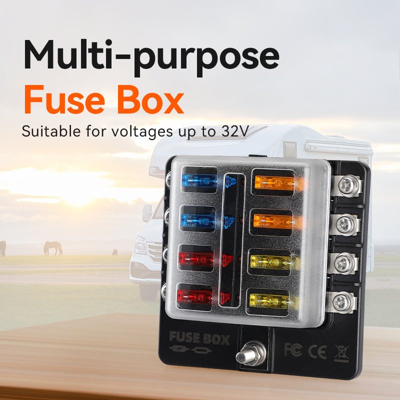 Factory Supply 8 Way Terminal Block With Fuse Car Audio Fuse Block for Car Boat Bus Marine Yacht 12V 24V