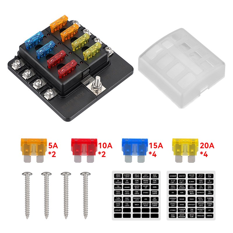 Factory Supply 8 Way Terminal Block With Fuse Car Audio Fuse Block for Car Boat Bus Marine Yacht 12V 24V