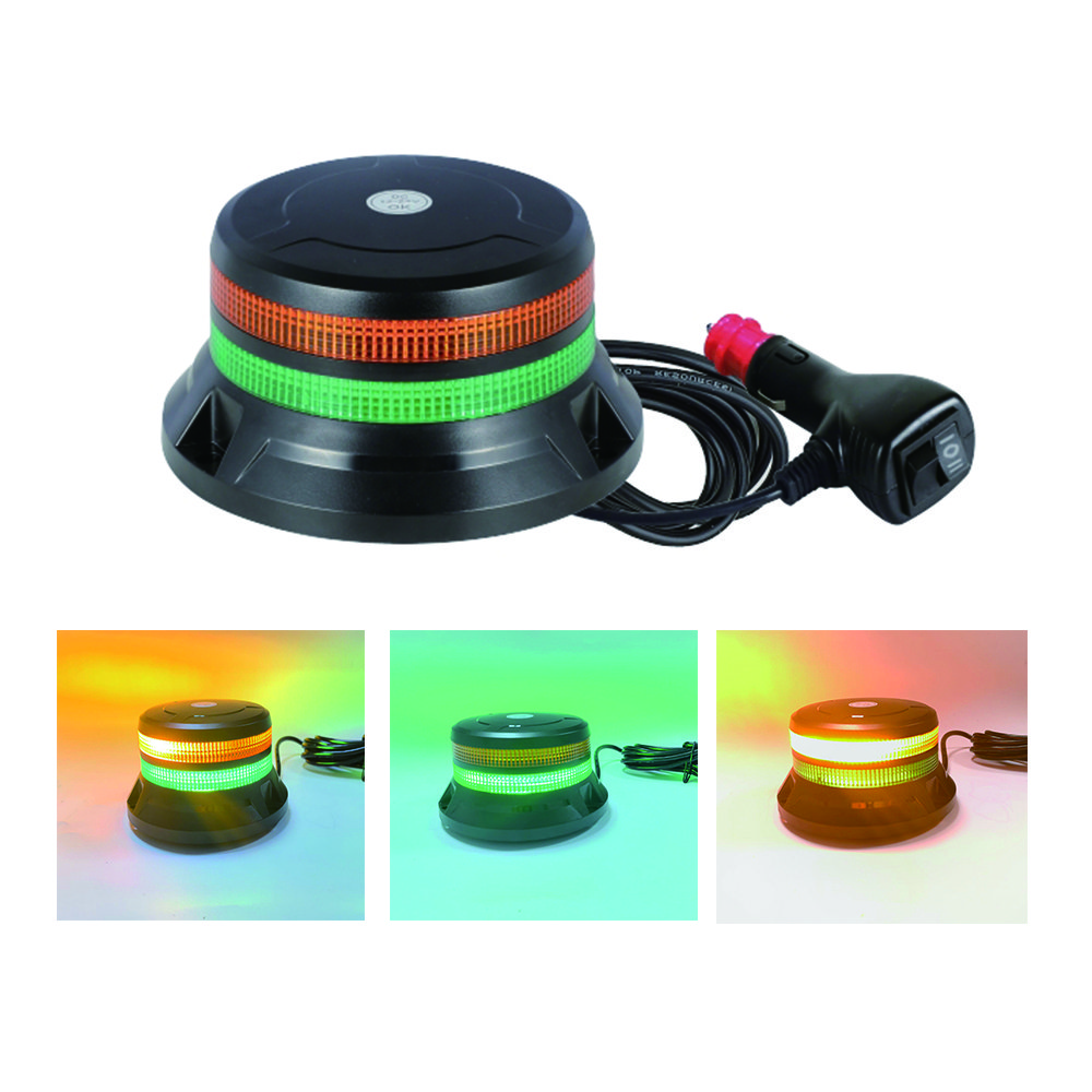 Double Layers Strobe Flash Light DC12v 24v Amber Beacon Warning Light with Magnet Base ECE R65
