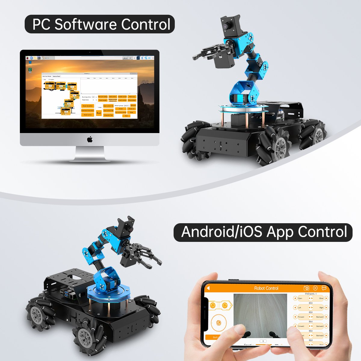 ArmPi Pro ROS Robotic Arm With Raspberry Pi Open Source 4WD Mecanum Wheel Robot Car AI Vision Programming Smart Robotics Kits