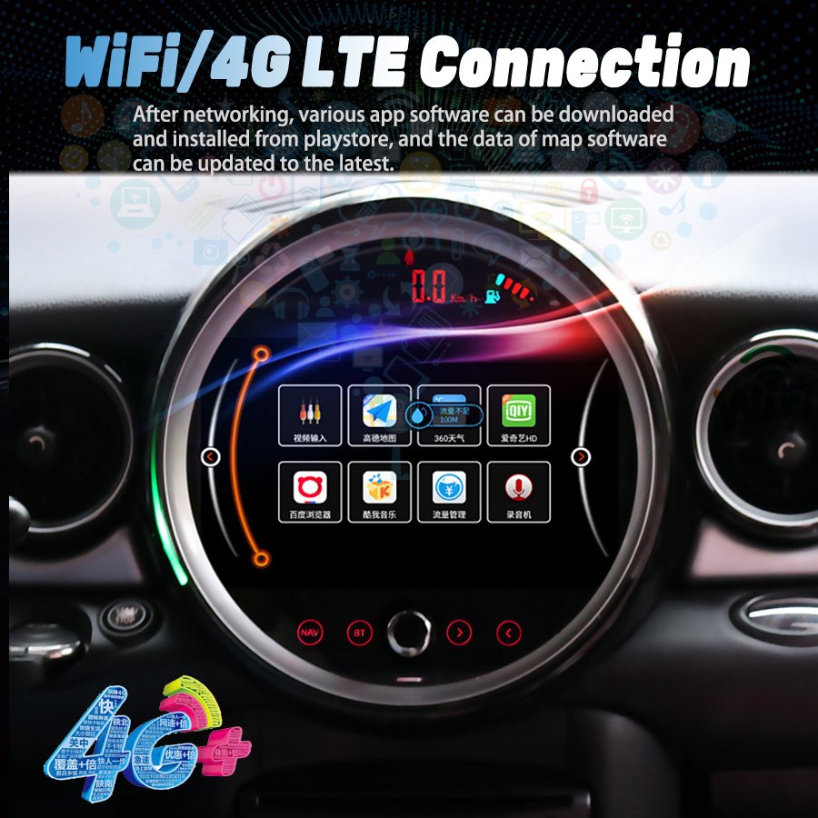8 Core 64GB Car Radio Android 12 Multimedia Video Player for BMW Mini One R56 2009 in Dash Stereo Navigation Carplay 4G Sim Card