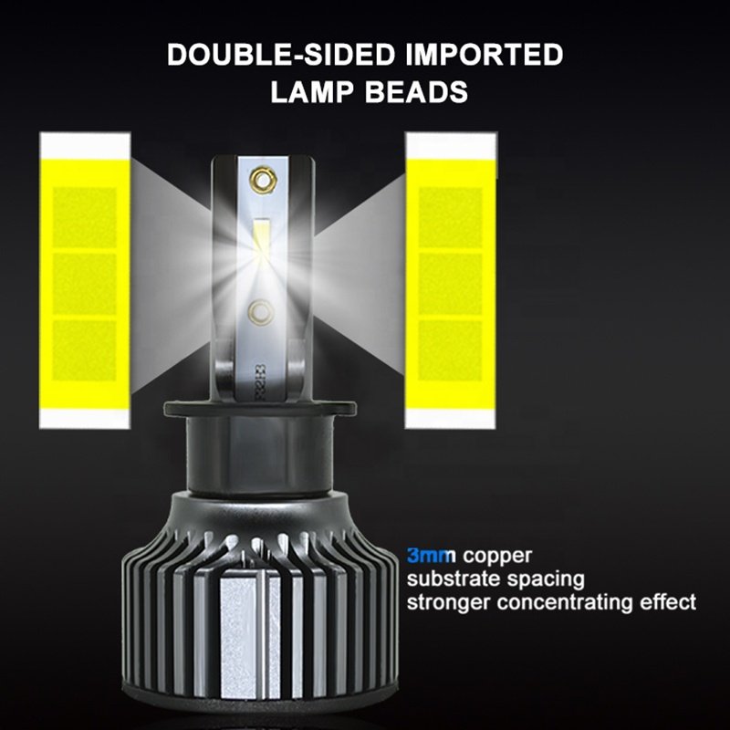 High Quality 12V Cars Led Head Light H3 Led Headlamp 6000K Auto Led Headlight Bulbs Waterproof Fans Cooling Lighting