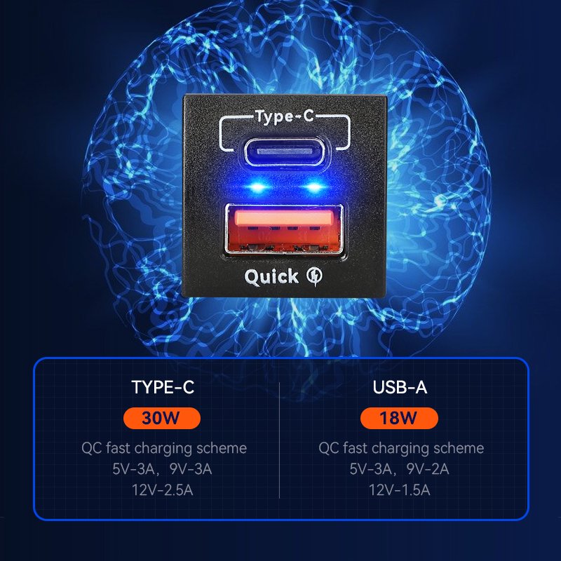 New Toyota Car Usb Charger Socket Usb C a Car Phone Charger Adapter 4.2 Fast Charge