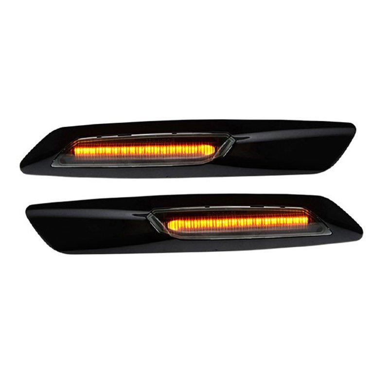 2x for BMW E82 E88 E90 E91 E92 E93 E60 E61 5 Series Black Lens F10 Style Amber LED Smoked Side Marker Turn Signal Lights