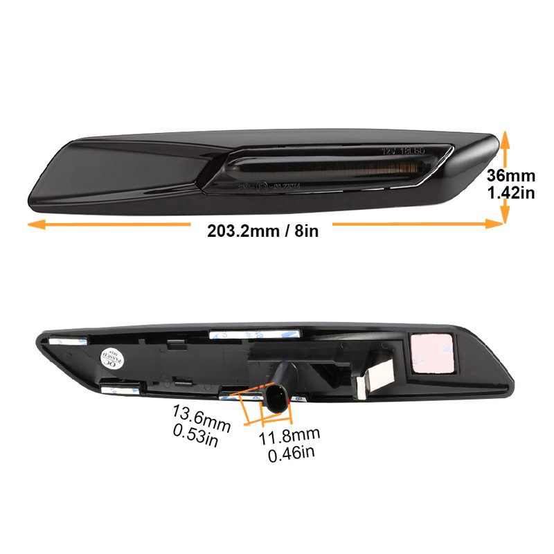 2x for BMW E82 E88 E90 E91 E92 E93 E60 E61 5 Series Black Lens F10 Style Amber LED Smoked Side Marker Turn Signal Lights