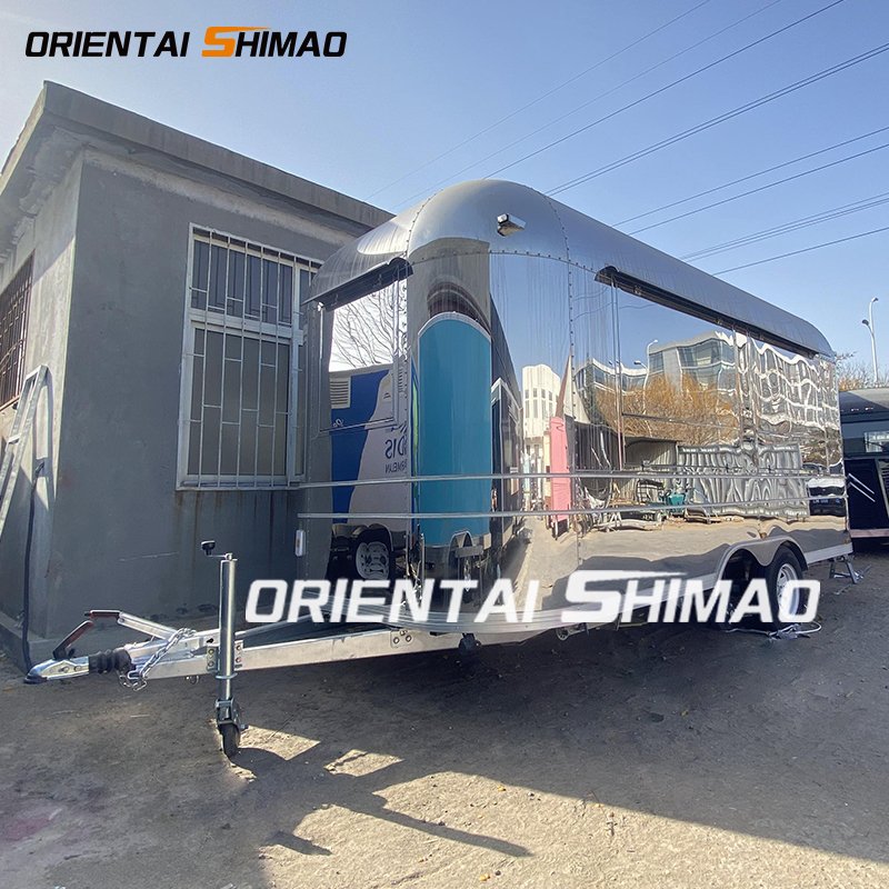 Stainless Steel Cheap Mobile Airstream Pizza Food Trailers Trucks Fast Food Australian Standard Street Food Cart Van