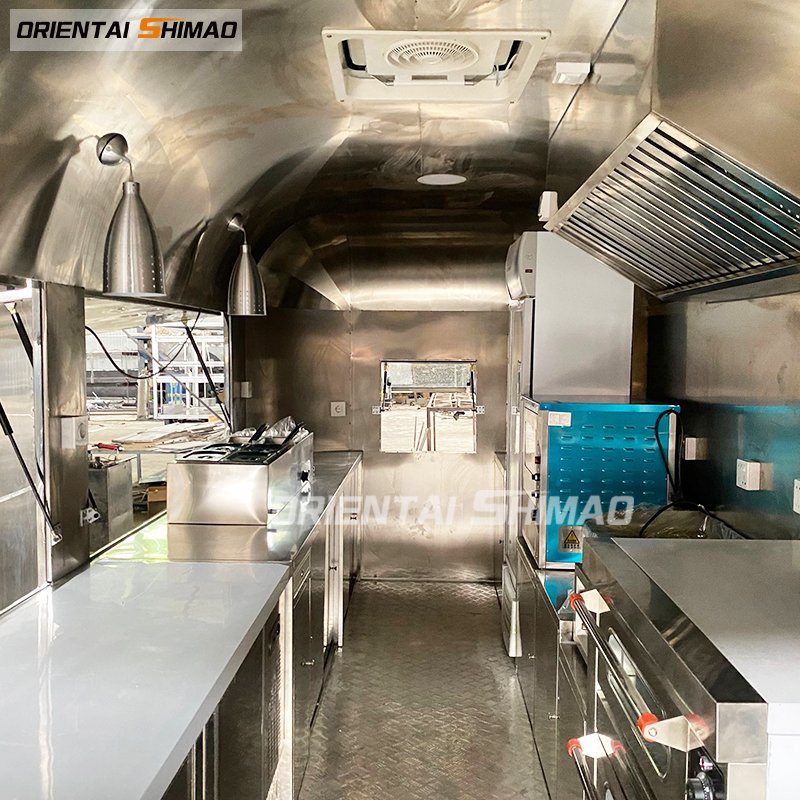 Stainless Steel Cheap Mobile Airstream Pizza Food Trailers Trucks Fast Food Australian Standard Street Food Cart Van