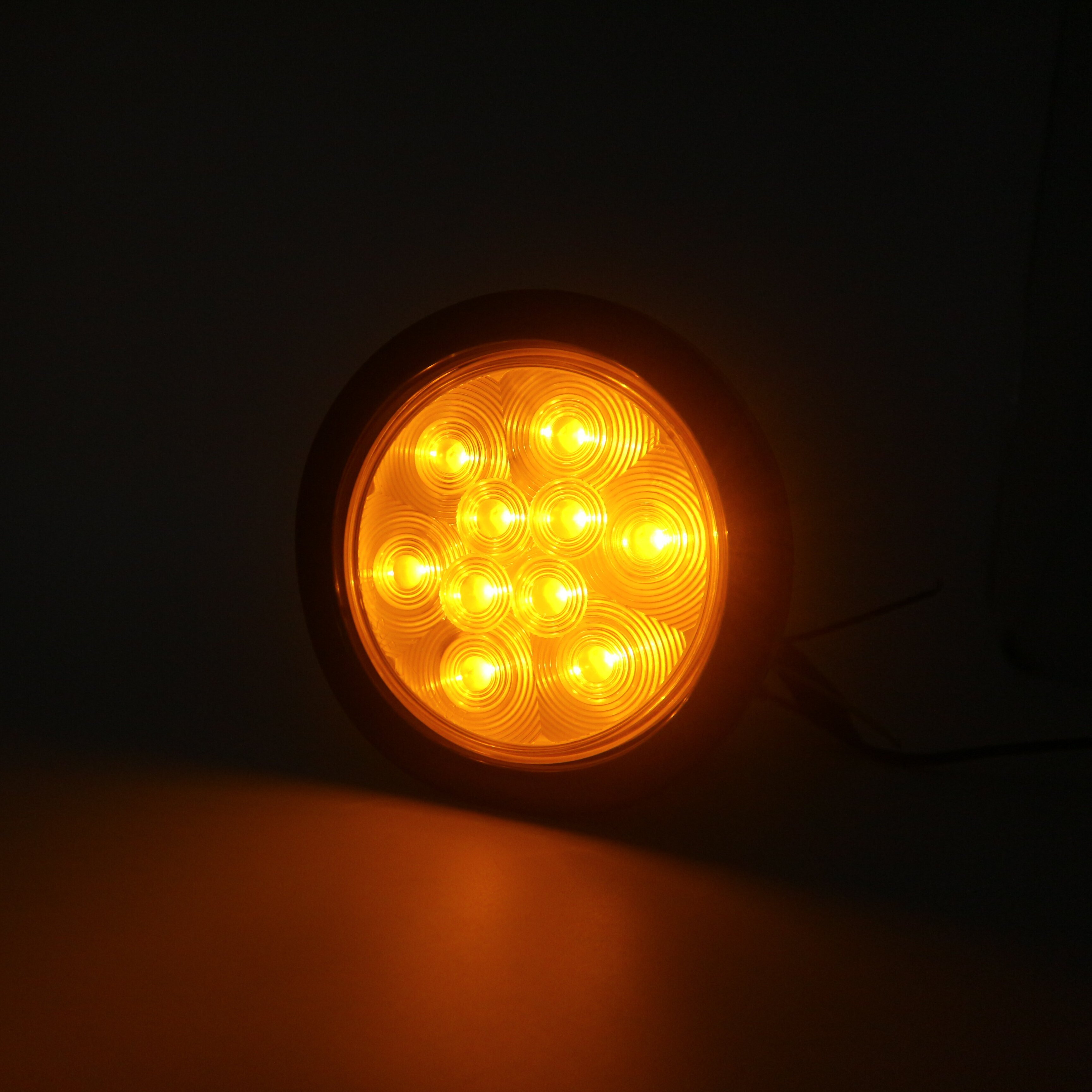 12V 24V 4 Inch Amber 10 LED Round Flash Lights Stop Turn Indicator Led Taillights Trailer RV Lorry Bus Lights With DOT SAE Emark