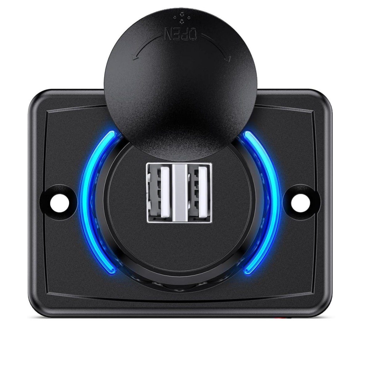 12V 24V Dual USB Charger 3.1A Car Outlet with Waterproof Cover Rotating Cap LED Light for Cars Trucks RVs Campers