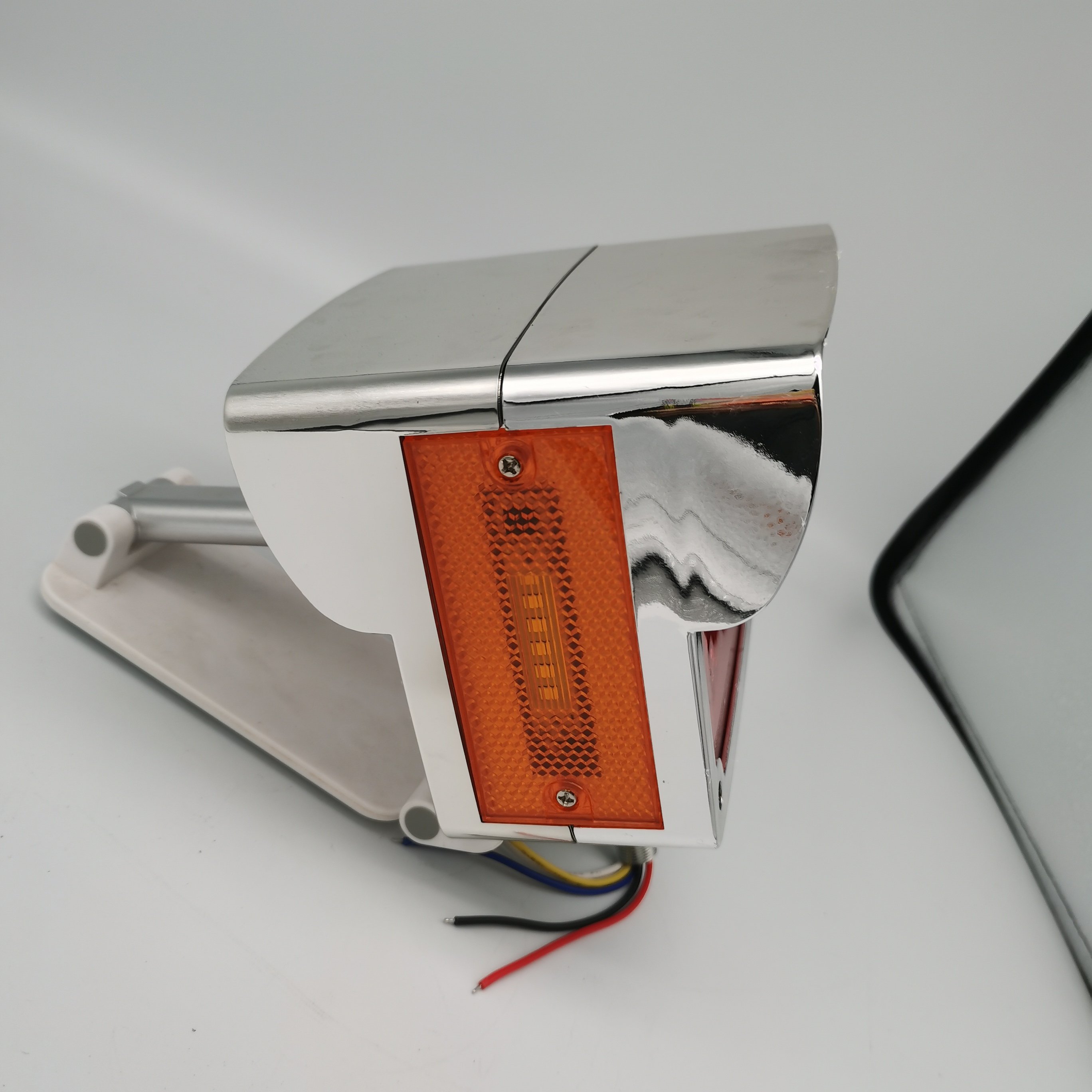 New Amber Double Faces Heavy Truck European Bus Square Warning Strobe Tail Rear LED Side Marker Light with Chrome Flange Bezel