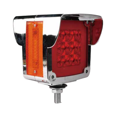 New Amber Double Faces Heavy Truck European Bus Square Warning Strobe Tail Rear LED Side Marker Light with Chrome Flange Bezel