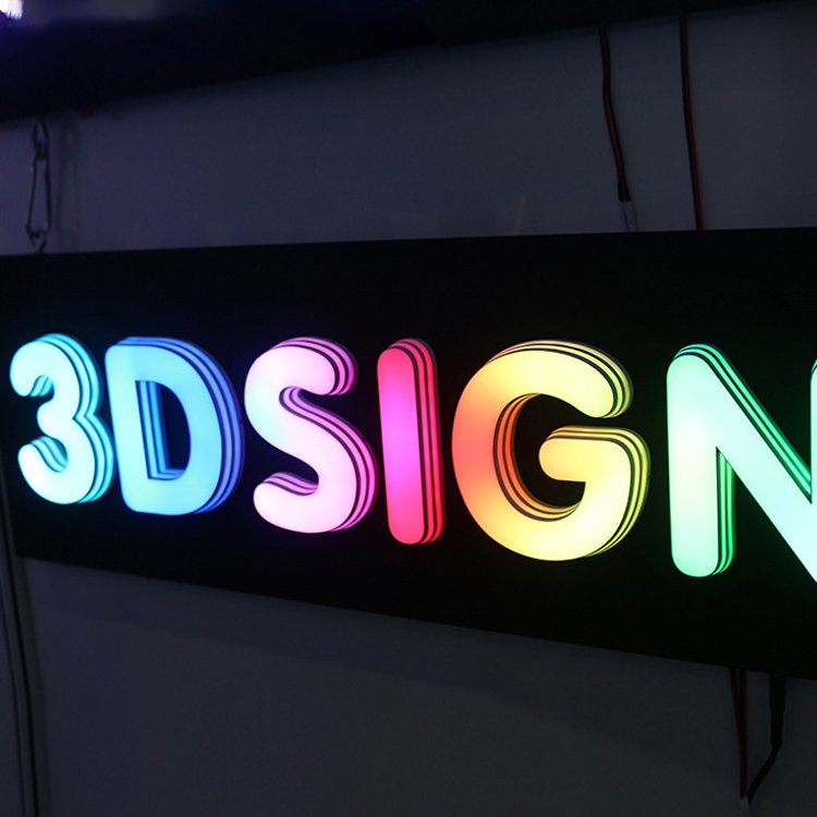 Wholesale Unique Font Design Colorful Rgb Luminous Characters Custom Novel 3D LED Acrylic Luminous Sign for Shop Advertising