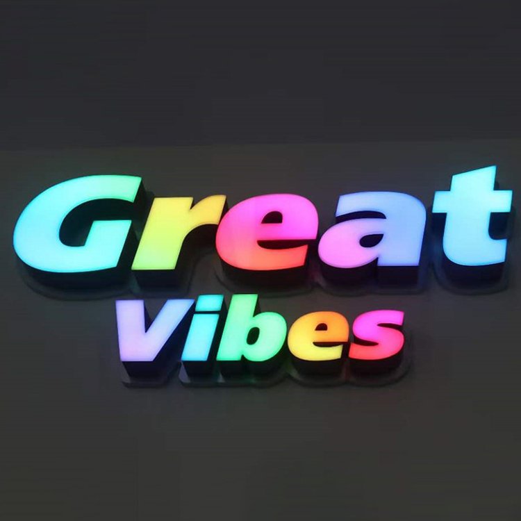 Wholesale Unique Font Design Colorful Rgb Luminous Characters Custom Novel 3D LED Acrylic Luminous Sign for Shop Advertising