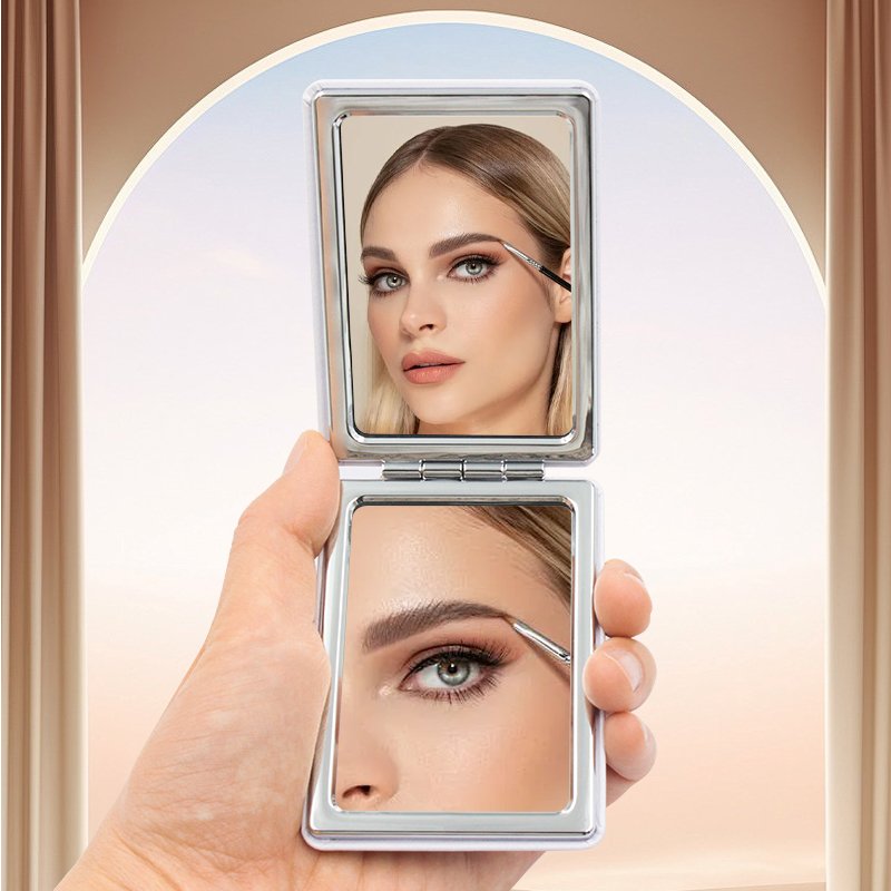 Mirror Factory Custom Logo Led Portable Customized Printing Pocket Handheld Metal Compact Mirror Makeup Mirrors