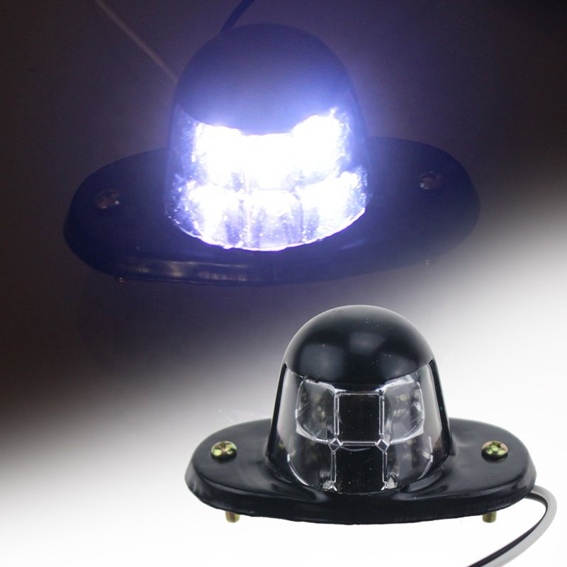 Vehicle Truck Trailer Chrome Painting Metal Frame 12v 24v Bright 6led White License Light