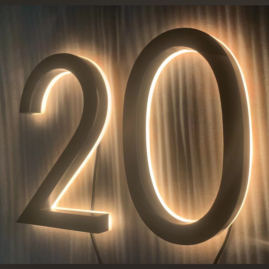 Custom LED Acrylic Backlit House Numbers and Door Plates Outdoor Metal Sign for Advertising for Mall Use