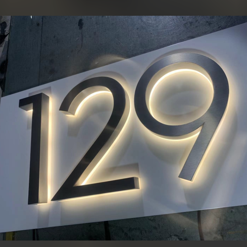 Custom LED Acrylic Backlit House Numbers and Door Plates Outdoor Metal Sign for Advertising for Mall Use