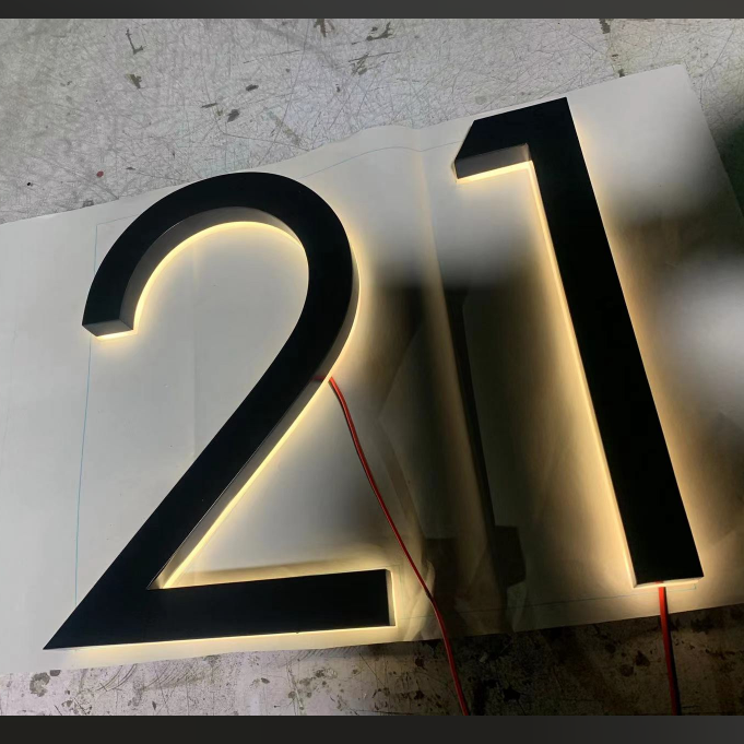 Custom LED Acrylic Backlit House Numbers and Door Plates Outdoor Metal Sign for Advertising for Mall Use