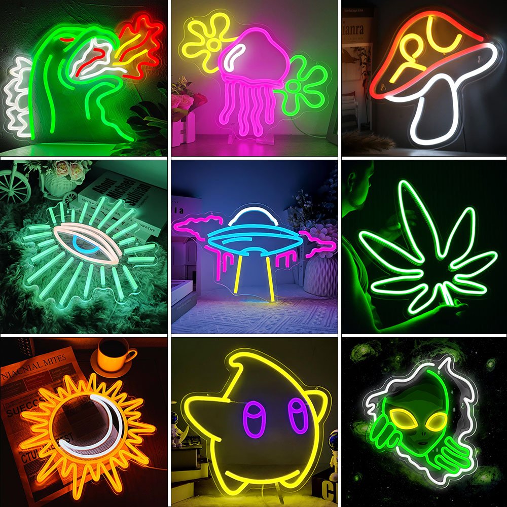 Fast Delivery Acrylic Outdoor Custom Jellyfish Neon Sign Light Neon Jellyfish Flower Pink Dimmable Light up Sign Neon Wall Light