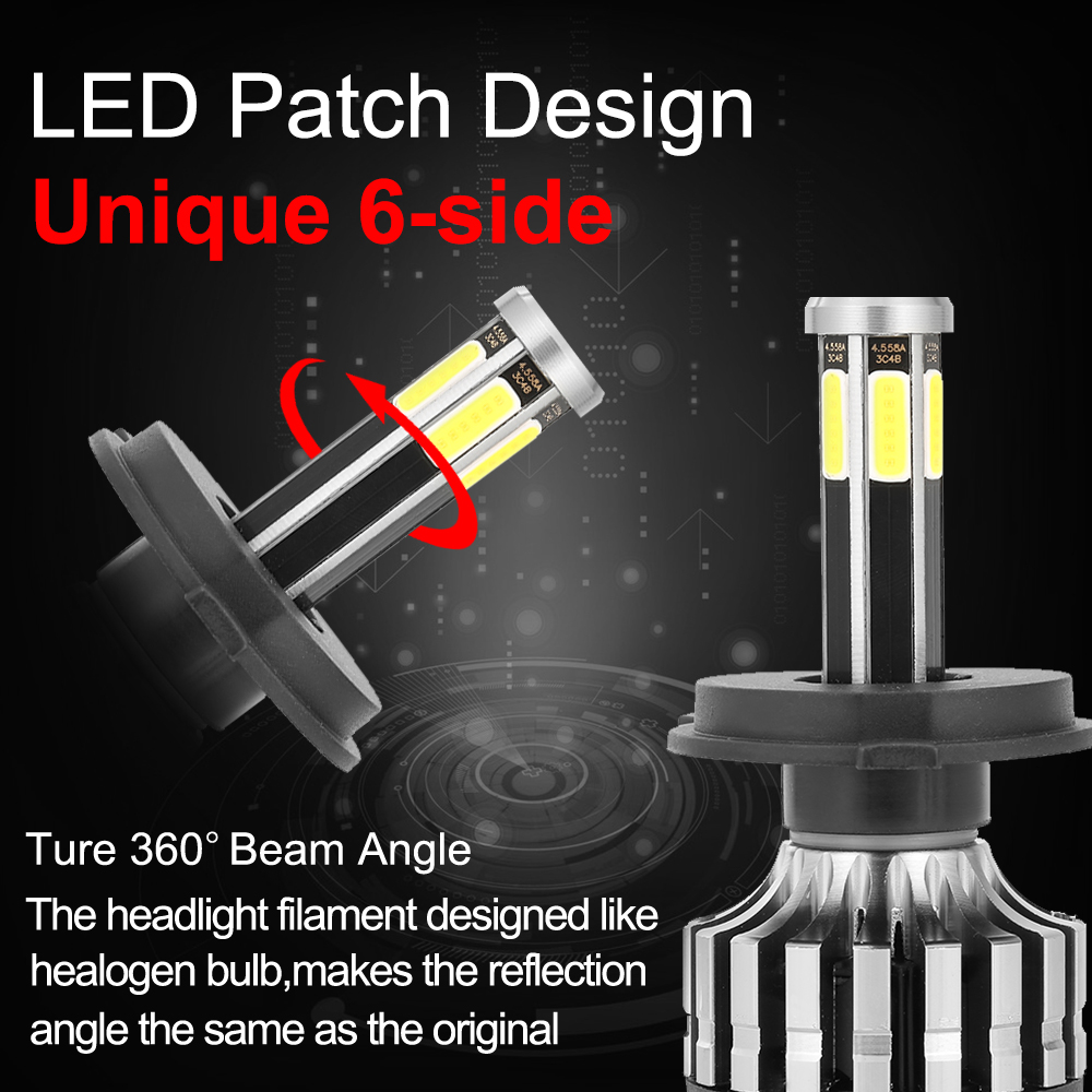 Wholesale Car Accessories Luces Bombillos Led H4 360 Degree H7 H11 20000 Lumen Canbus 6 Sides LED Headlight Bulb Faros Led H4