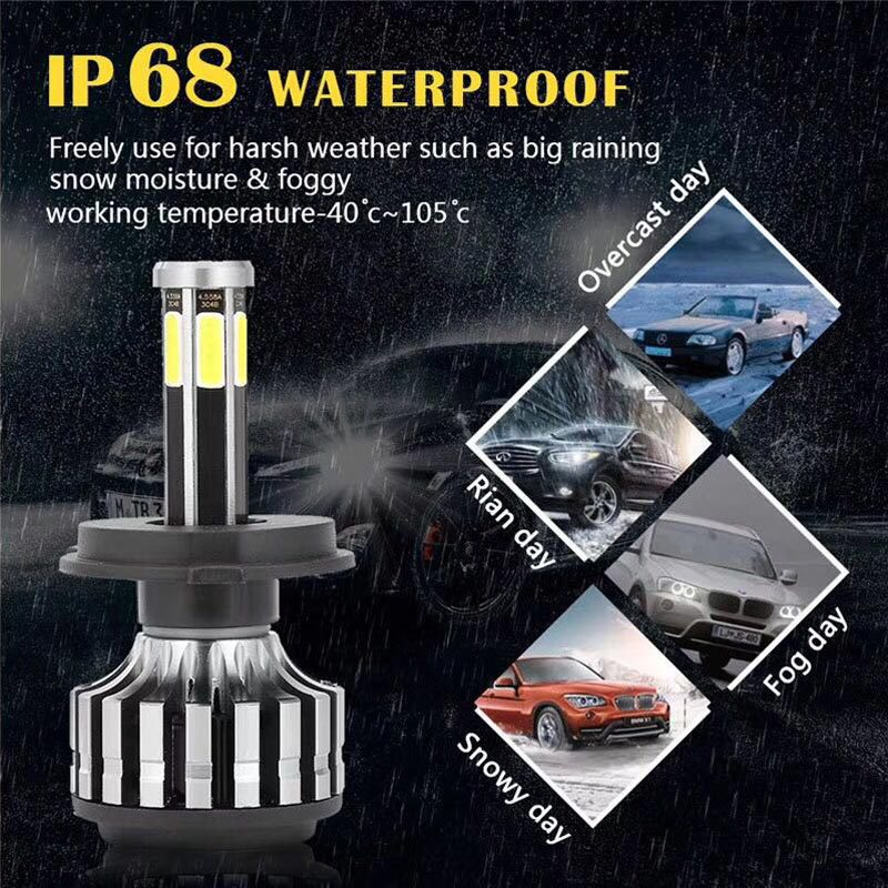 Wholesale Car Accessories Luces Bombillos Led H4 360 Degree H7 H11 20000 Lumen Canbus 6 Sides LED Headlight Bulb Faros Led H4