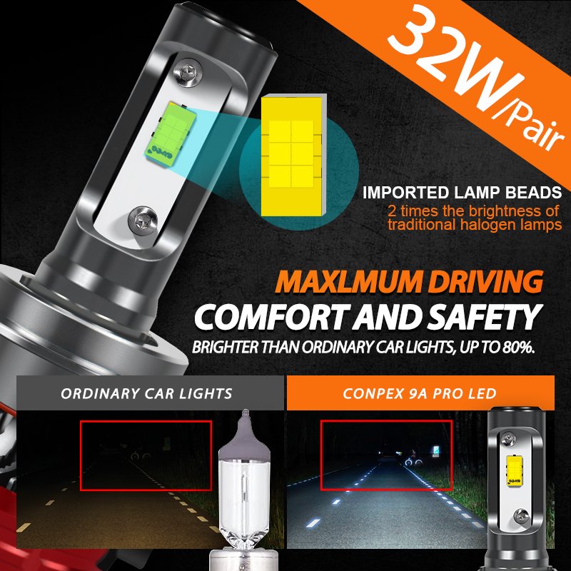 Conpex Super Bright Headlight Bulb Auto Led Light H7 Headlight 32W 3200LM 9A Pro Led Headlight Car Led Lights