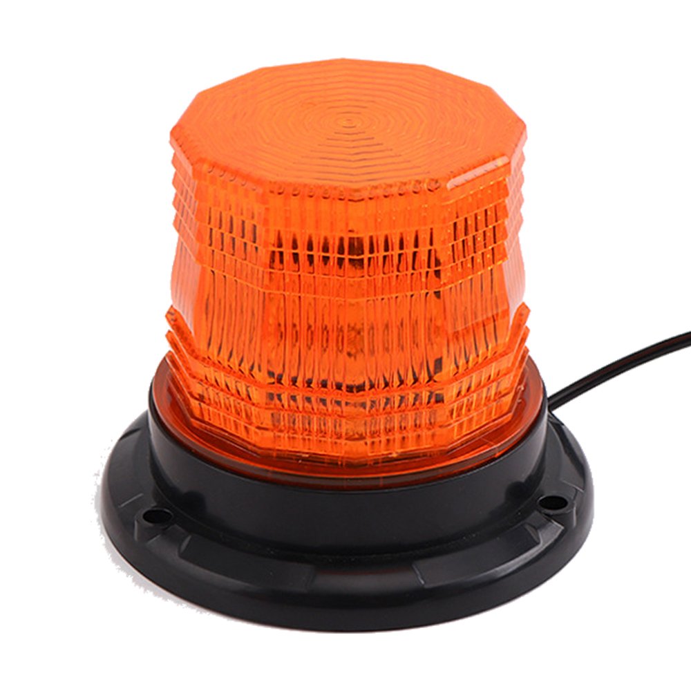 24LED Forklift Flashing Light 12V 24V Amber Waterproof Safety Emergency Lamp With Magnetic Base 109mm Warning Beacon Light