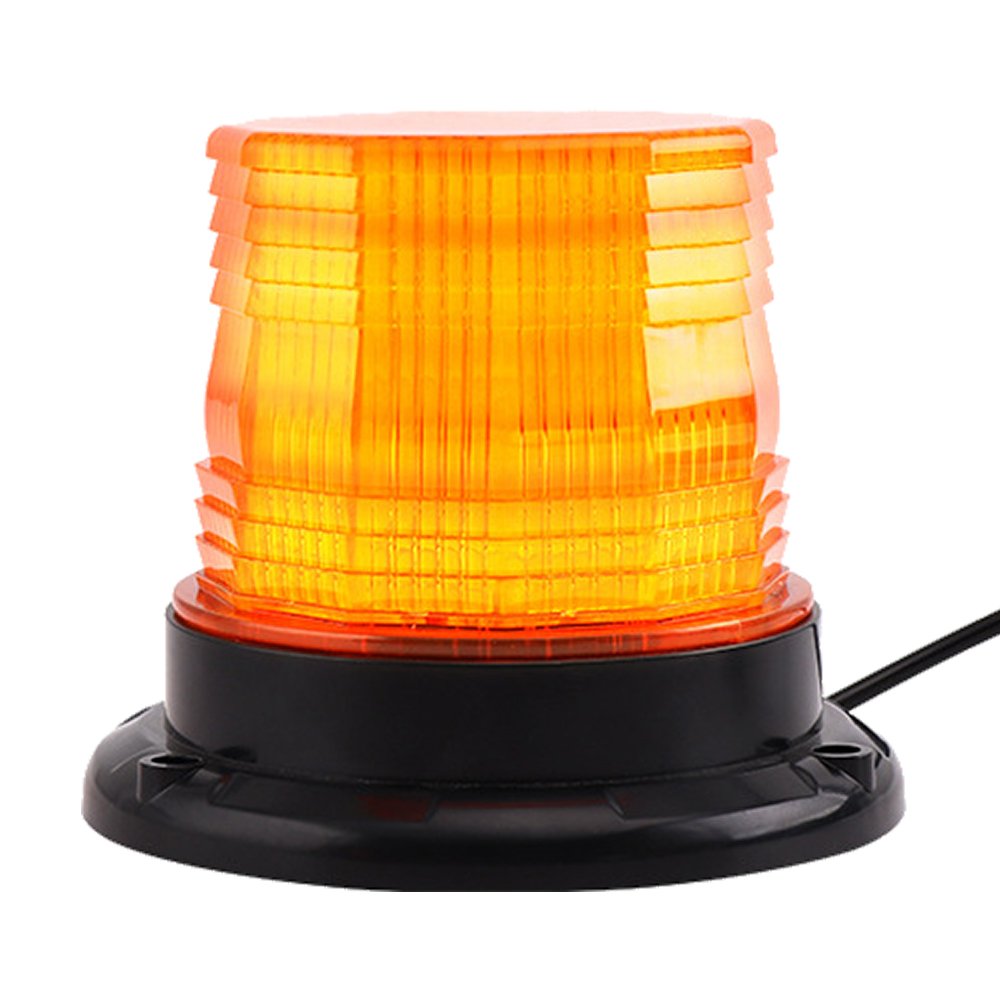24LED Forklift Flashing Light 12V 24V Amber Waterproof Safety Emergency Lamp With Magnetic Base 109mm Warning Beacon Light