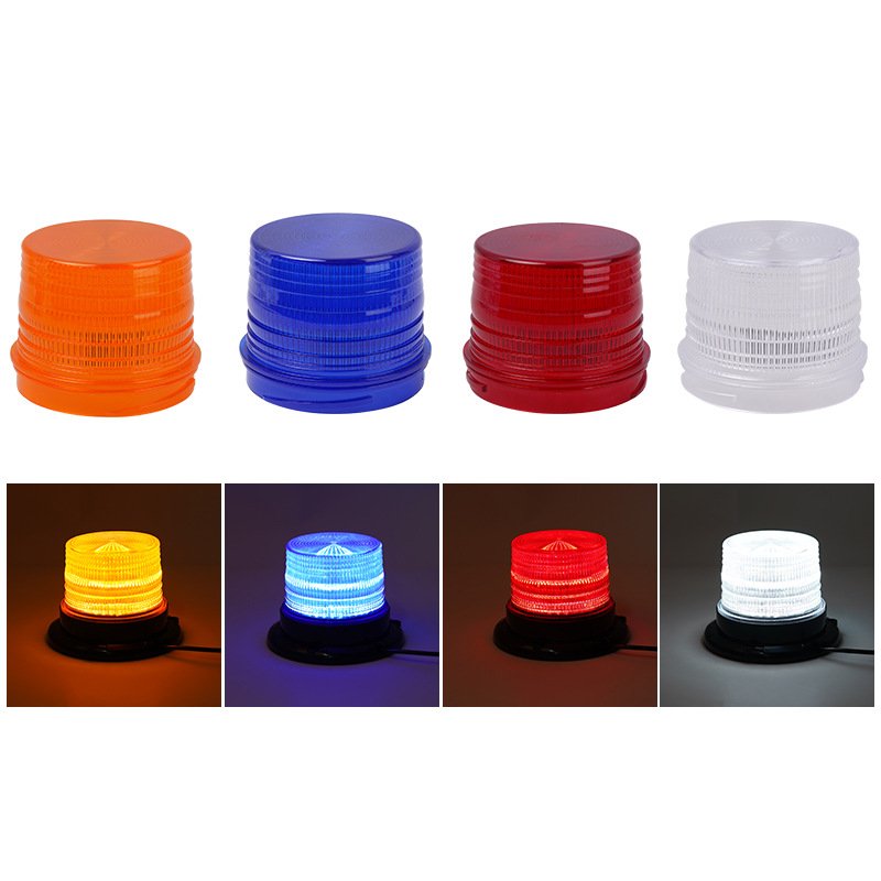 24LED Forklift Flashing Light 12V 24V Amber Waterproof Safety Emergency Lamp With Magnetic Base 109mm Warning Beacon Light