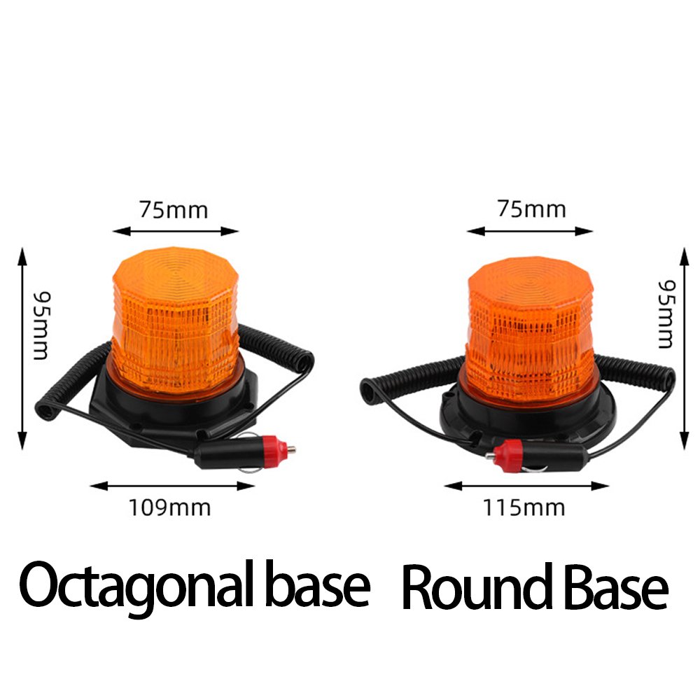 24LED Forklift Flashing Light 12V 24V Amber Waterproof Safety Emergency Lamp With Magnetic Base 109mm Warning Beacon Light