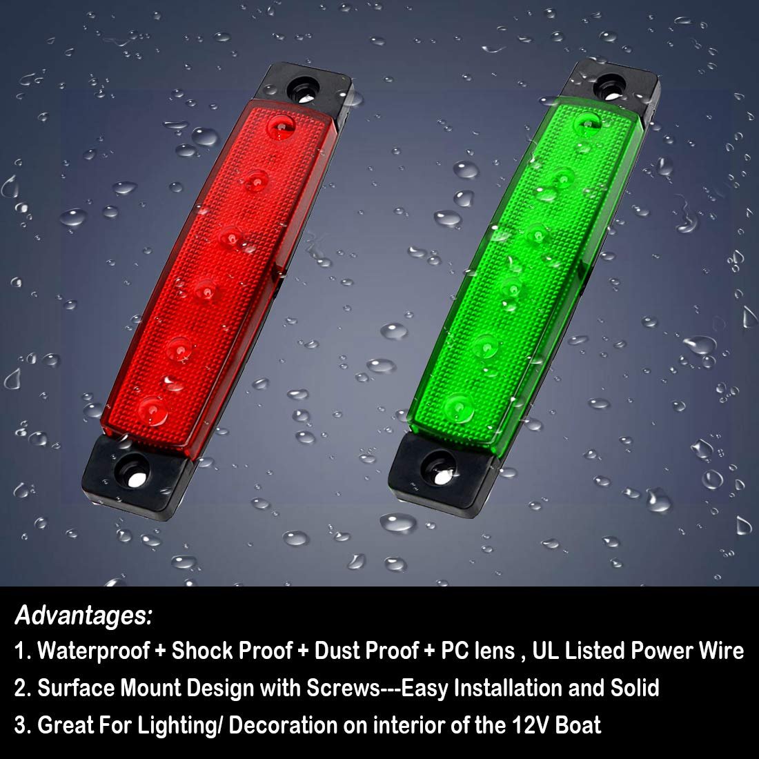 Boat Navigation LED Light Bar DC 12V, Waterproof Stern and Bow LED Lamp Marine Bus Side Marker Light Strip for Truck Trailer