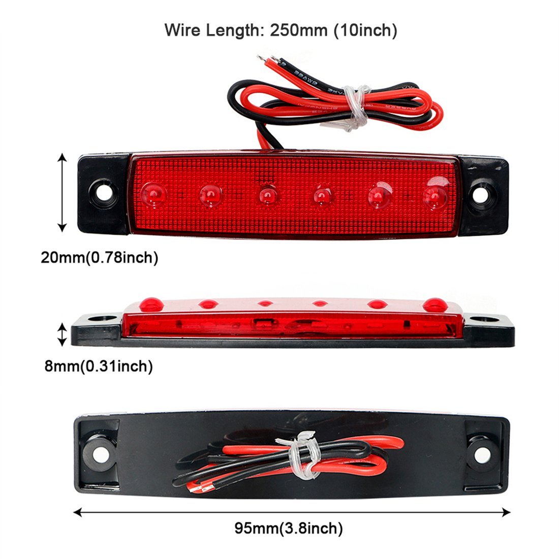 Boat Navigation LED Light Bar DC 12V, Waterproof Stern and Bow LED Lamp Marine Bus Side Marker Light Strip for Truck Trailer
