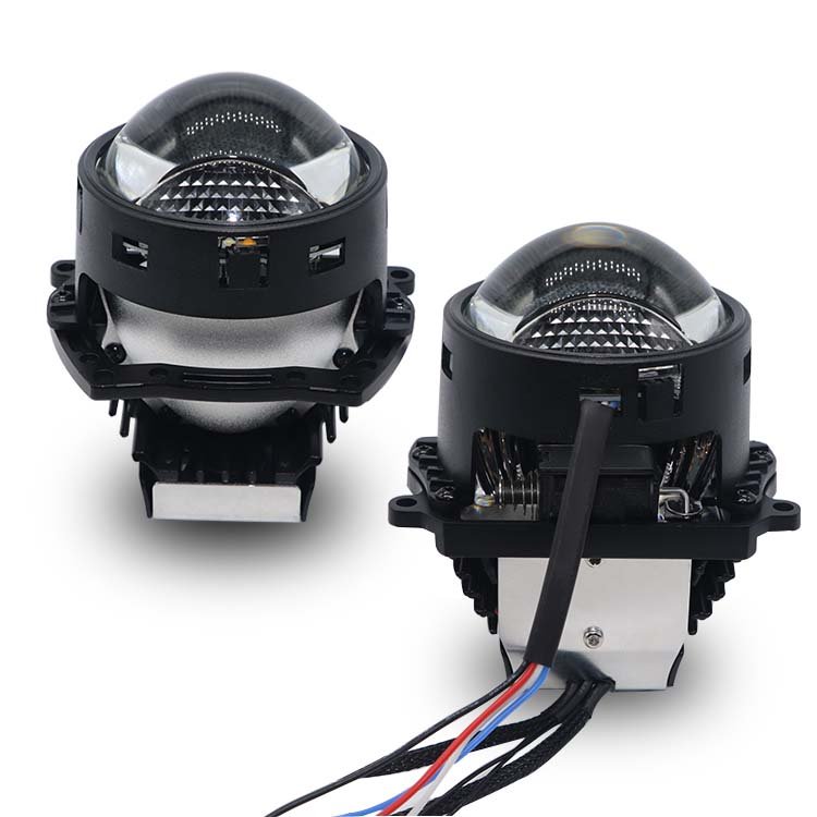 Universal Bifocal Lens Led Headlight with DRL Turning Light for All Vehicles 09-16V High Low Beam 55W White Yellow Nondesructive