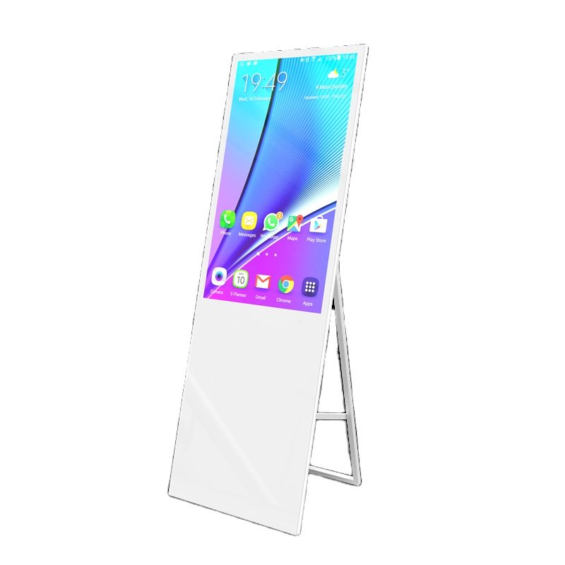 Bigbull 55inch Touch Movable Floor Standing Lcd Interactive 4K Ads Android Indoor Totem with Holder Bracket with Wheel Kiosk