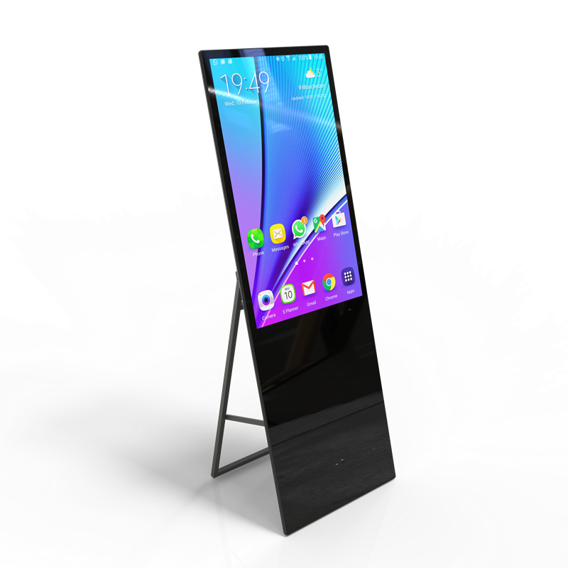 Bigbull 55inch Touch Movable Floor Standing Lcd Interactive 4K Ads Android Indoor Totem with Holder Bracket with Wheel Kiosk
