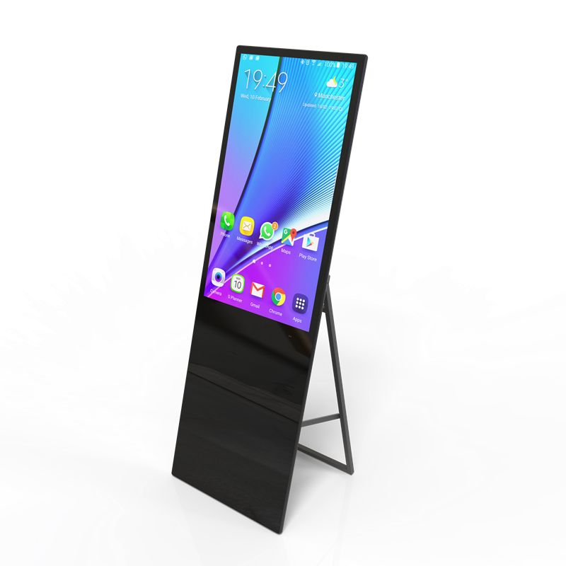 Bigbull 55inch Touch Movable Floor Standing Lcd Interactive 4K Ads Android Indoor Totem with Holder Bracket with Wheel Kiosk