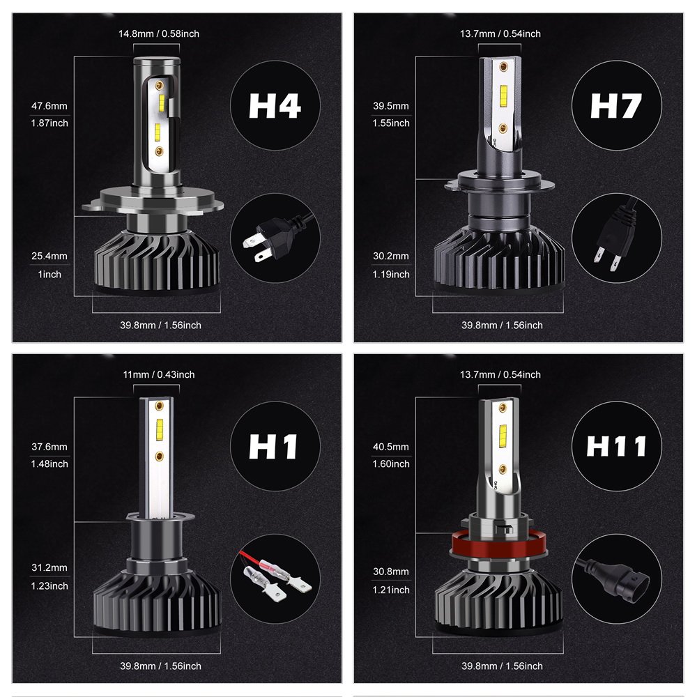 Long Lifespan 1860 Csp Chips F2 LED Headlights with Canbus H1 H4 H7 H11 H13 9005 9006 880 Car Light Led Headlight 60w Auto Led