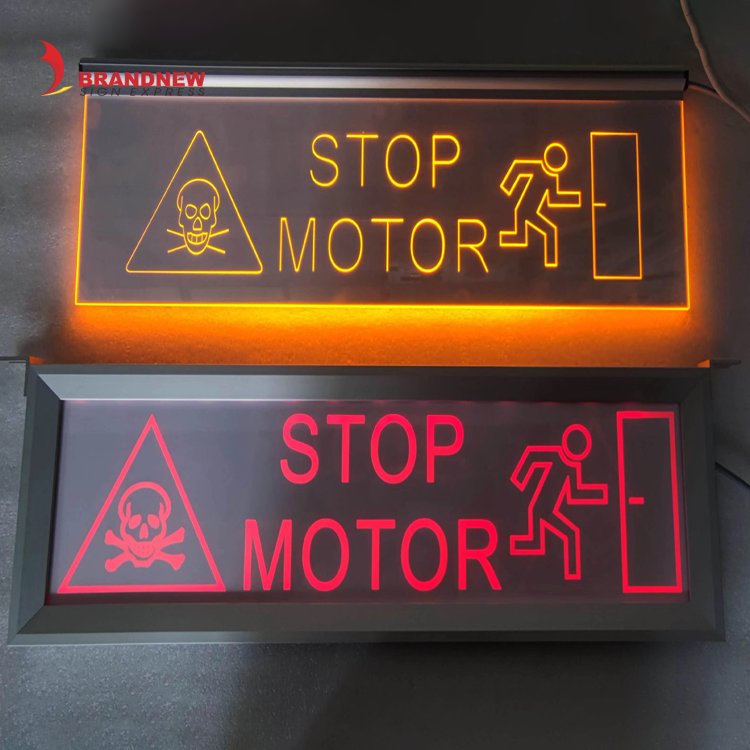 BRANDNEWSIGN Manufacturer Custom Fire Exit Signage Factory Supply Waterproof Acrylic Plate Emergency LED Hanging Exit Plate Sign
