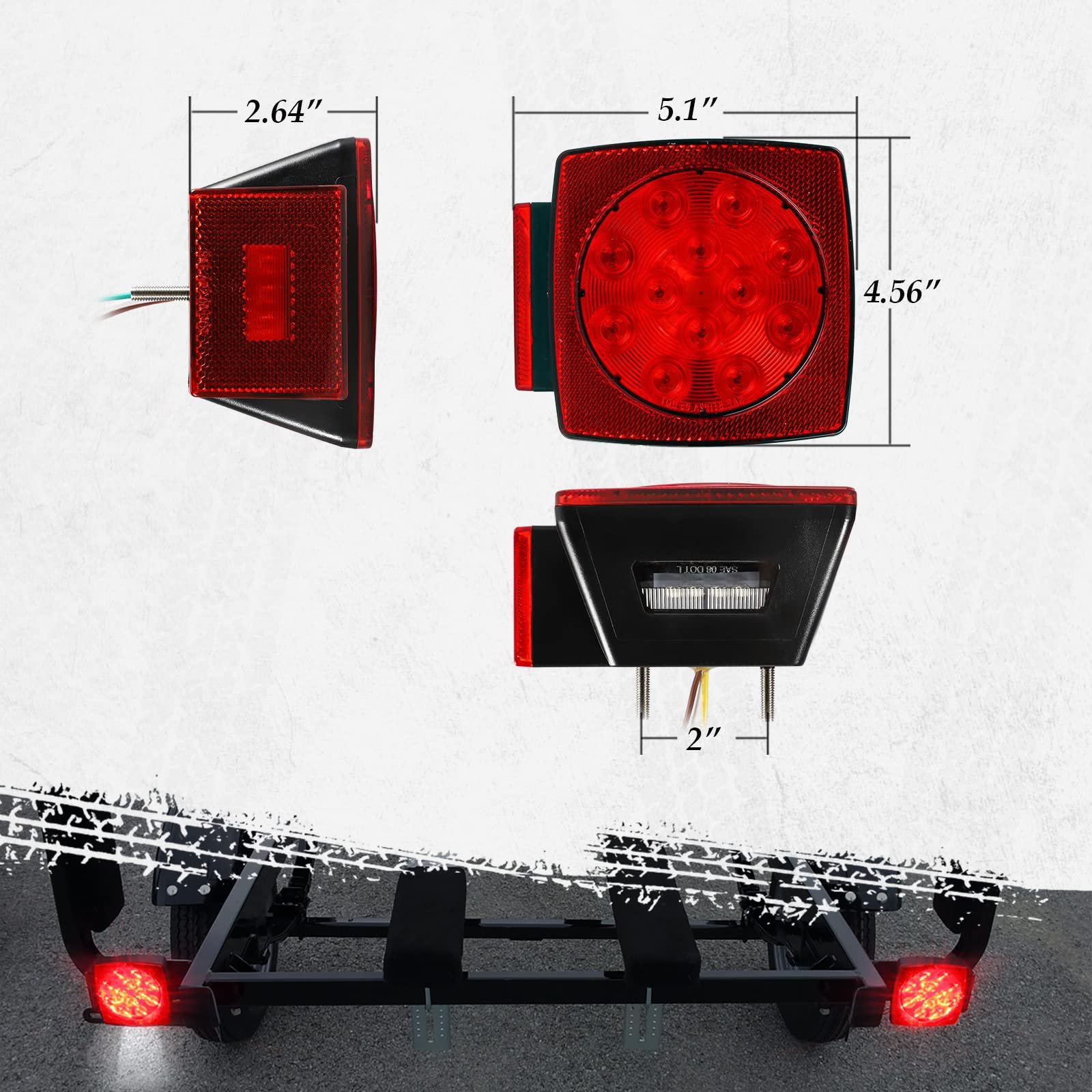 SAE DOT 12V Trailer Truck Tail Light 6 Function Stop Indicator Led Rear Position Number Plate Lamp With Reflector for Tractor