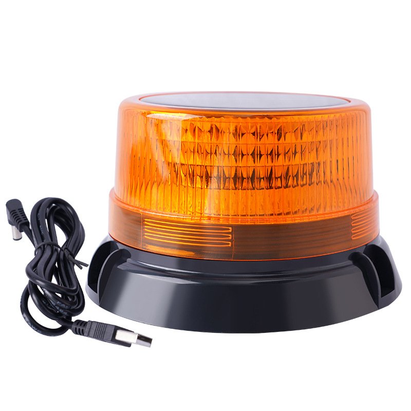90LED Forklift Emergency Warning Light 10-80V Solar Power 2000mAh Battery Magnetic Rotating Strobe Beacon Light for Trucks