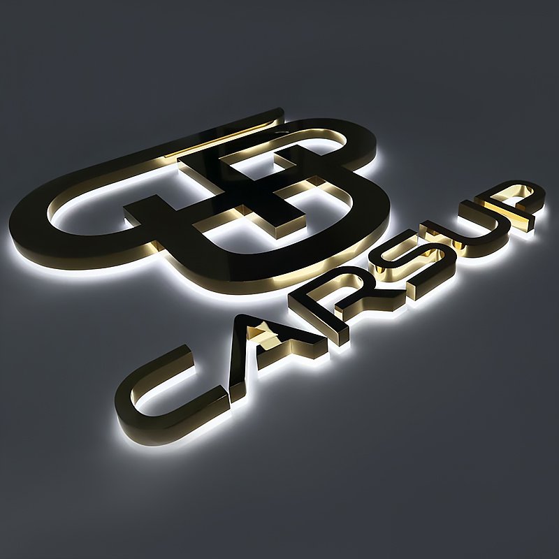 Custom 3D Stainless Steel Letters Outdoor Waterproof Advertising Backlit LED Channel Logo Sign