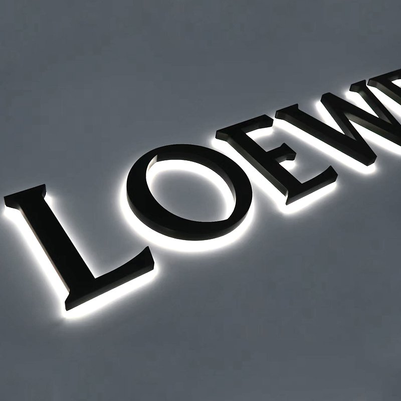 Custom 3D Stainless Steel Letters Outdoor Waterproof Advertising Backlit LED Channel Logo Sign