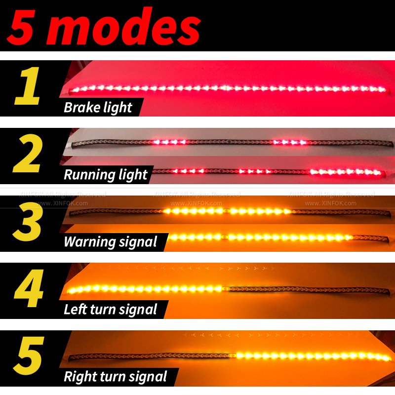 Tailgate Light Strip Car Driving Turn Singal Brake Warning Rear Tail Light Strip Bar Flexible Universal Scanning Led Tail Lights