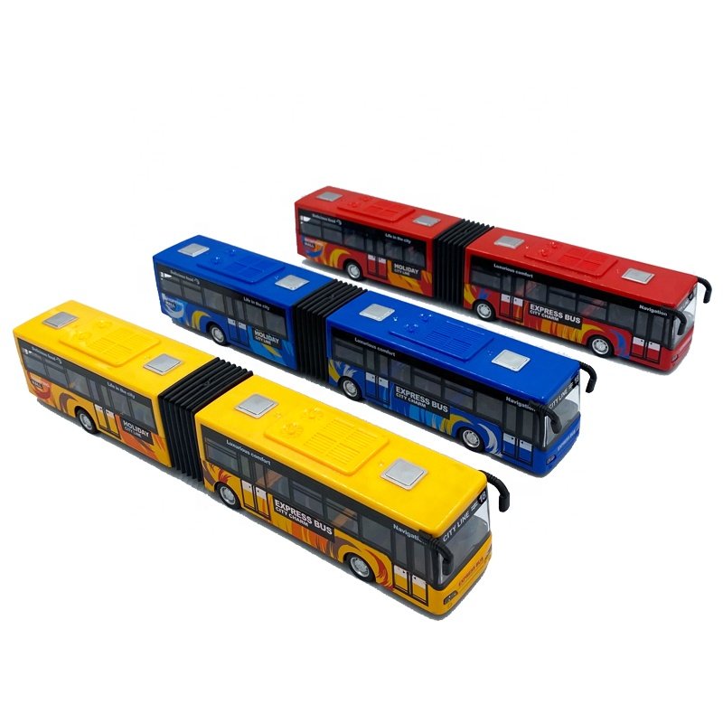 Good Quality Low Price Light and Sound Pull Back Die Cast Toy Car Extended Bus Model Toy