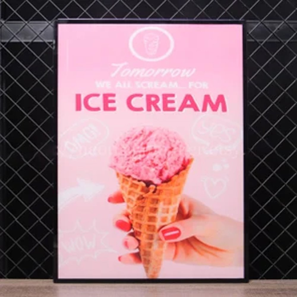 Custom Store Business Poster Led Ice Cream Shop Advertising Board Aluminum Framed Slim Led Lighting Box for Your Store Decor