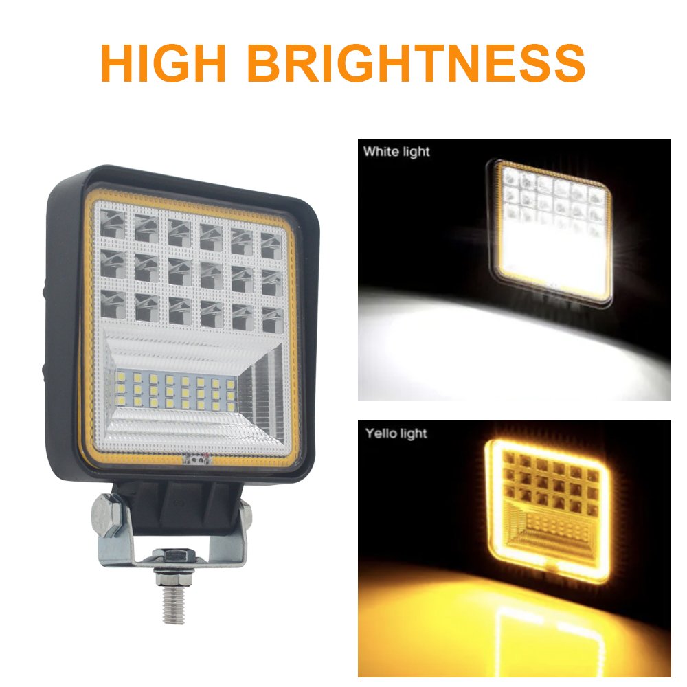 4 Inch 10-80V Red Yellow Round DRL Work Light LED for Bus Truck Tractor Offroad