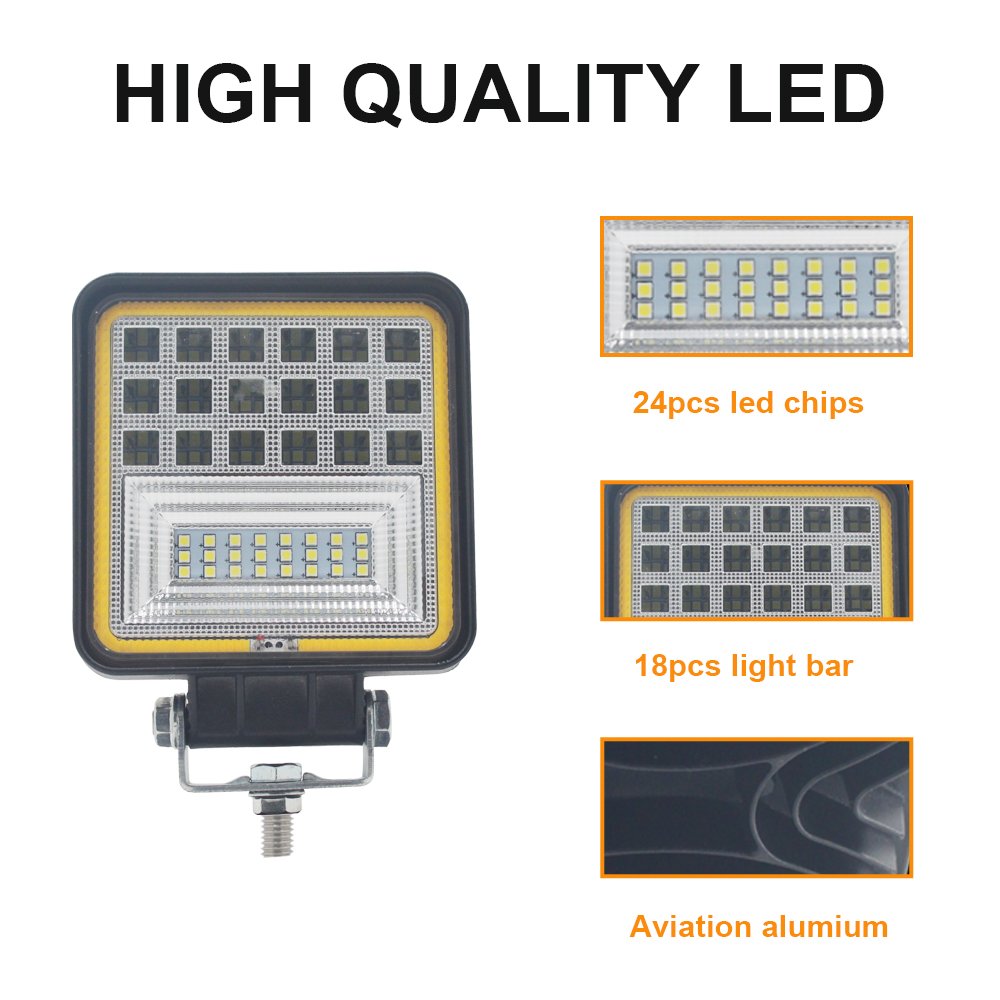 4 Inch 10-80V Red Yellow Round DRL Work Light LED for Bus Truck Tractor Offroad